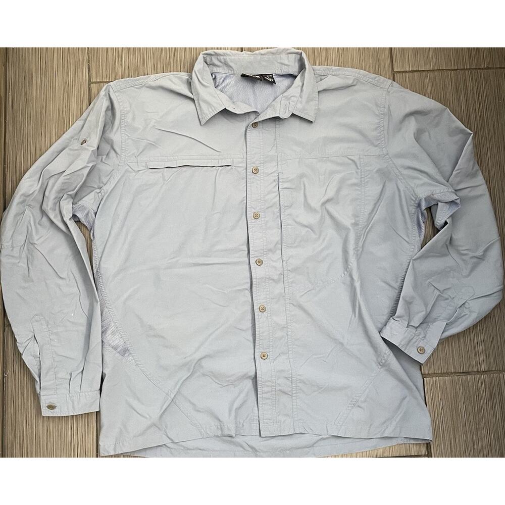 Mountain Hardwear Men's Long Sleeve Blue Vented Button Up Hiking Size XL
